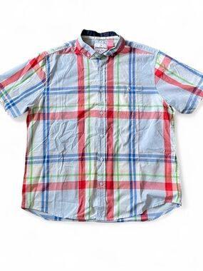 International Report Men's XL Multicolor Pastel Plaid Spring Summer Cotton Shirt